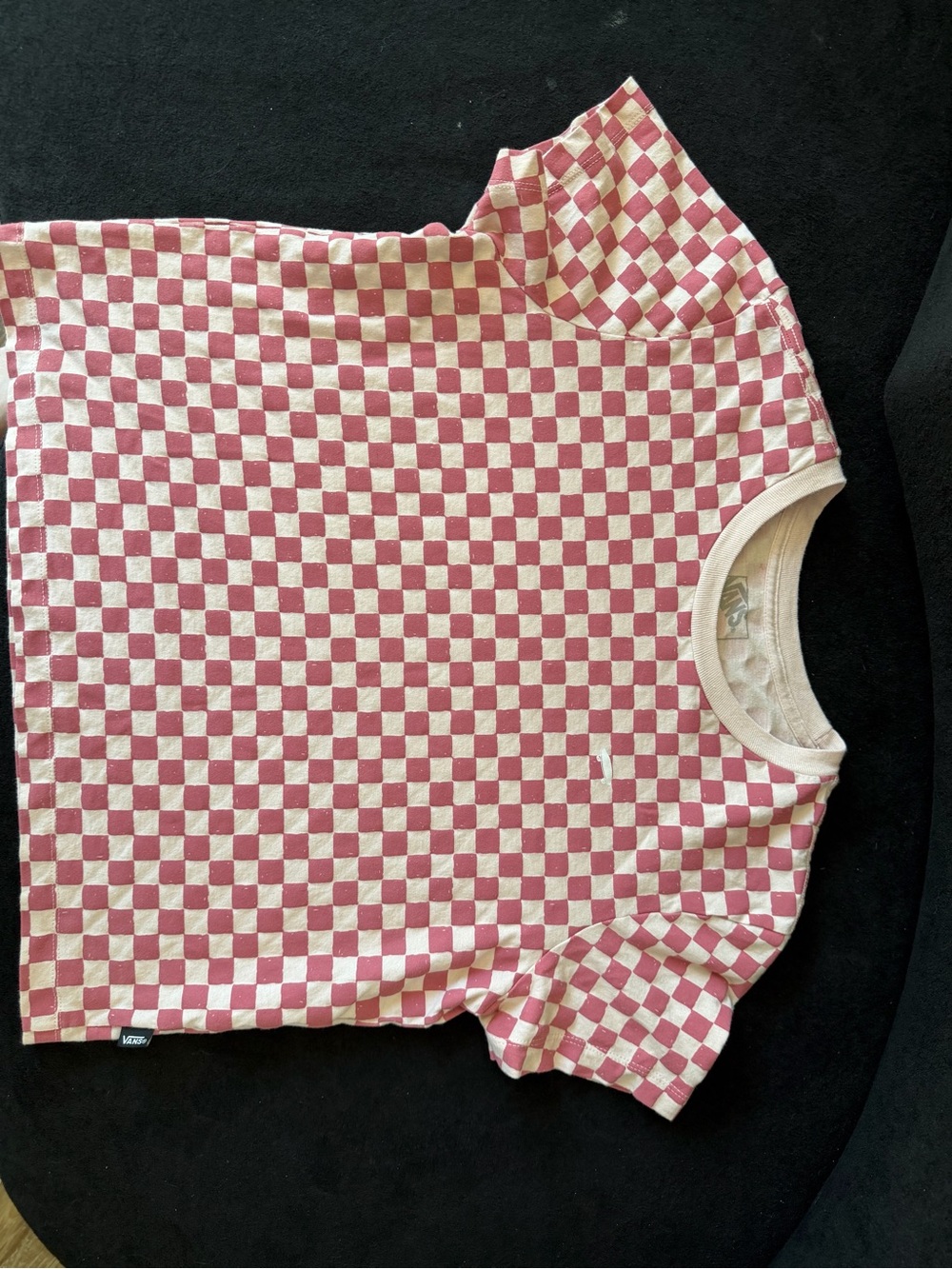 Vans Pink & Cream Checkerboard Crop Tee